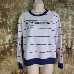 cotton on white navy stripped sweater auf wiedersehen Size Small 4 6